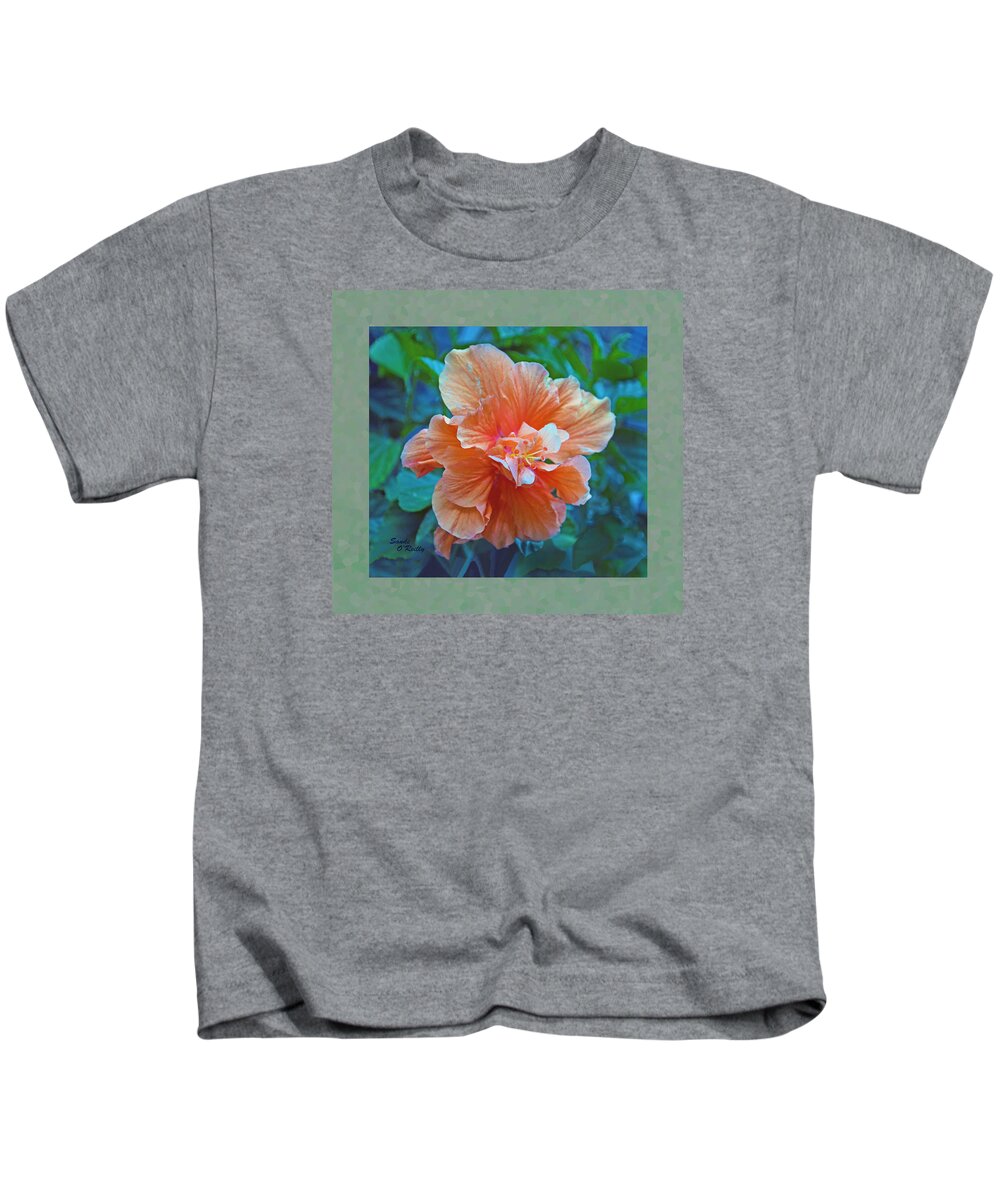 Hibiscus Kids T-Shirt featuring the photograph Fancy Peach Hibiscus by Sandi OReilly