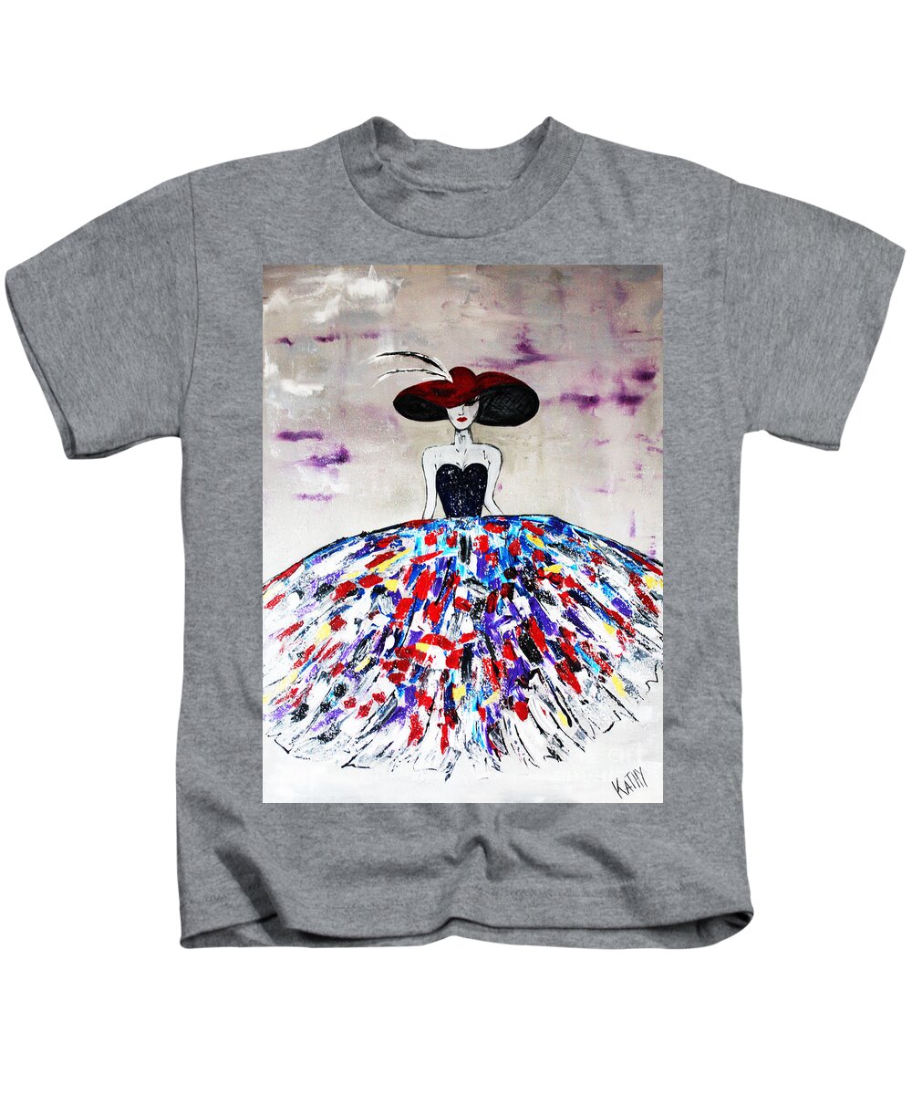 Fashion Kids T-Shirt featuring the painting Fashion Modern Woman by Kathleen Artist PRO