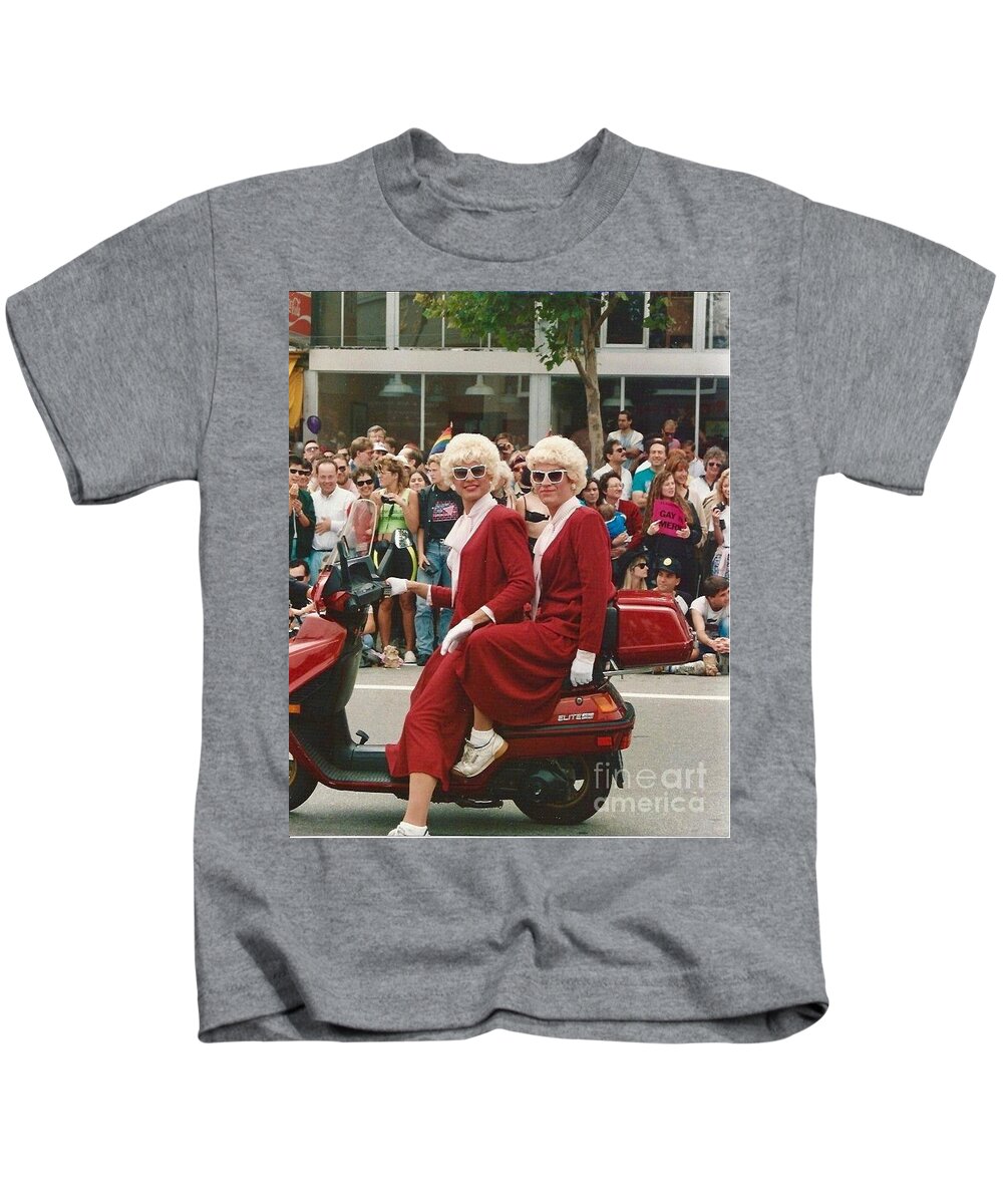 Pride Parade San Francisco Kids T-Shirt featuring the photograph Faux Brown Twins, San Francisco by J Doyne Miller