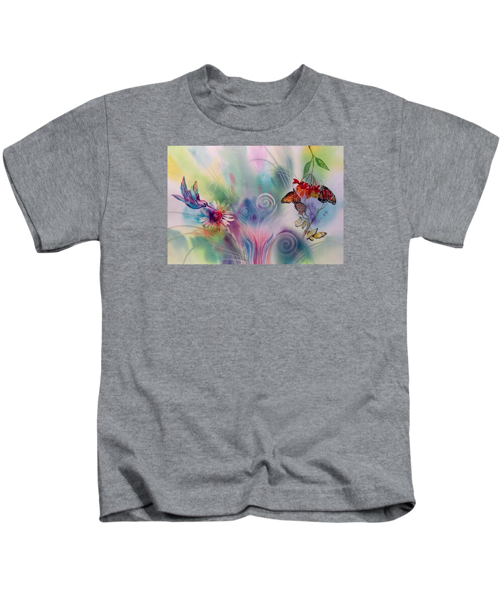 Hummingbird Kids T-Shirt featuring the painting Favorite Things by Tara Moorman