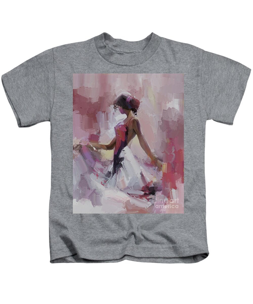 Tango Kids T-Shirt featuring the painting Female dancing art gnh87 by Gull G