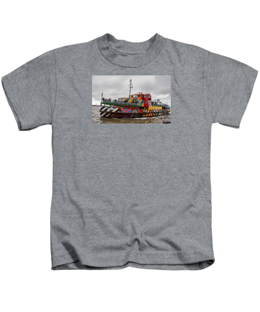 Boat Kids T-Shirt featuring the photograph Ferry Cross the Mersey - Razzle Boat Snowdrop by Venetia Featherstone-Witty