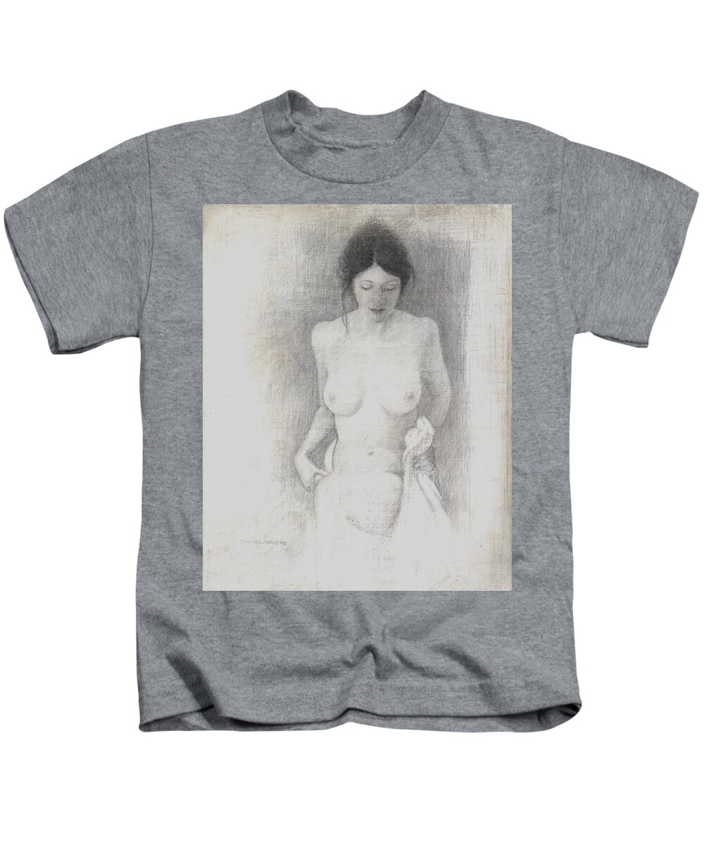 Breasts Kids T-Shirt featuring the drawing Figure Study 6 by David Ladmore
