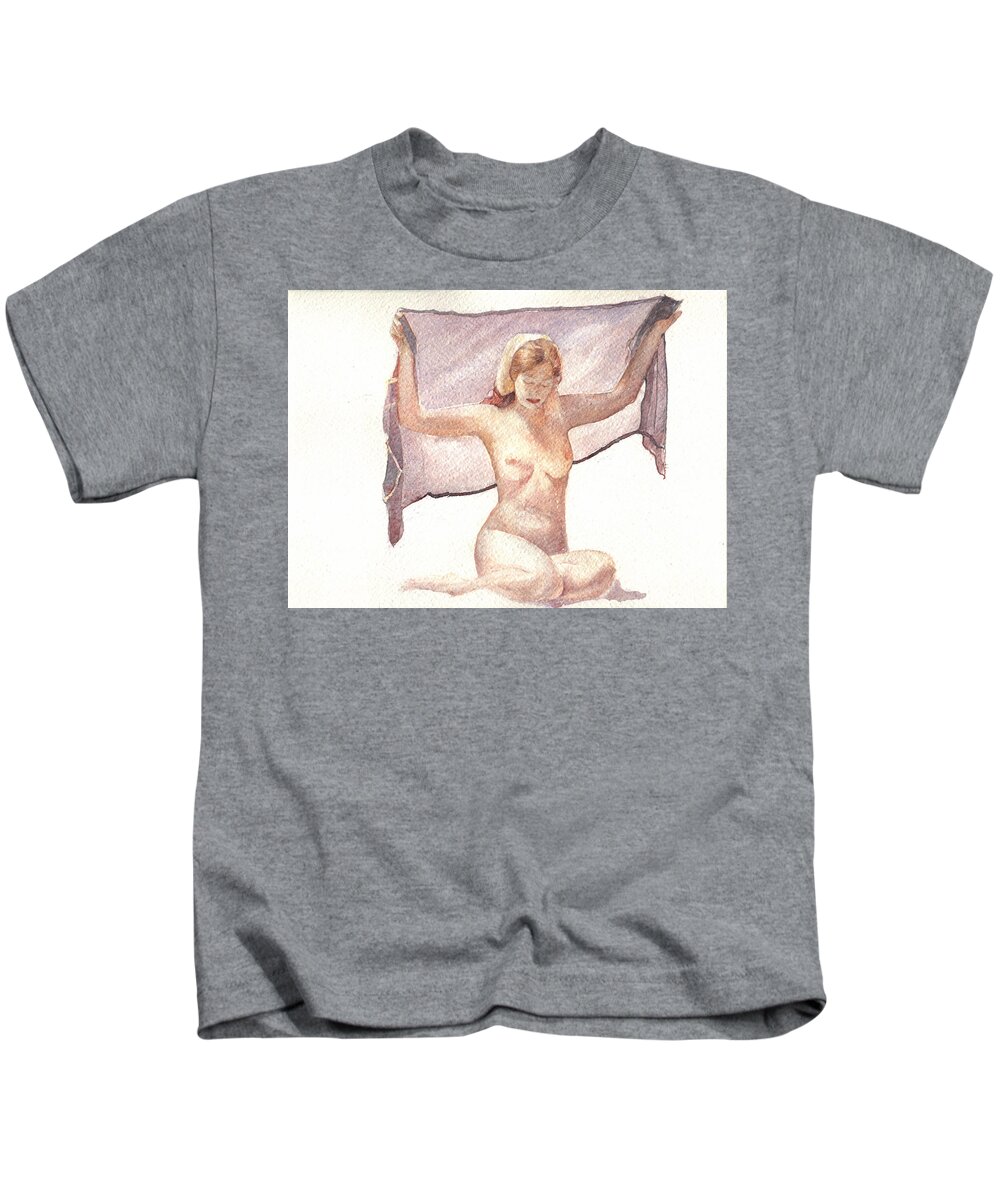 Erotic Kids T-Shirt featuring the painting Figure with Veil by David Ladmore