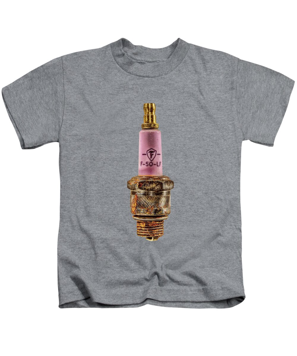 Antique. Kids T-Shirt featuring the photograph Firestone Sparkplug by YoPedro