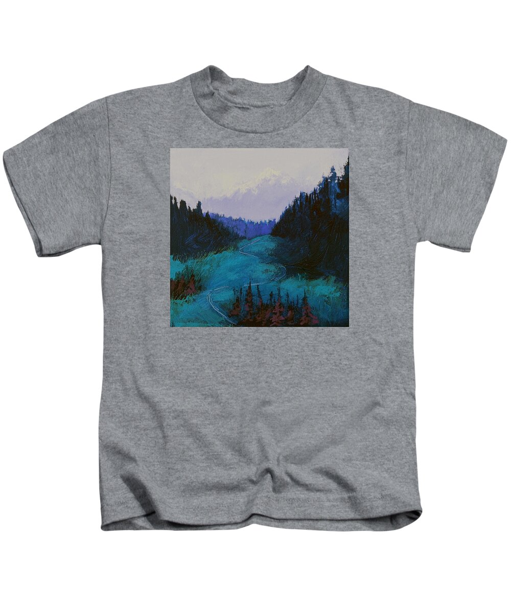 Ski Kids T-Shirt featuring the painting First Tracks 2 by Robert Bissett
