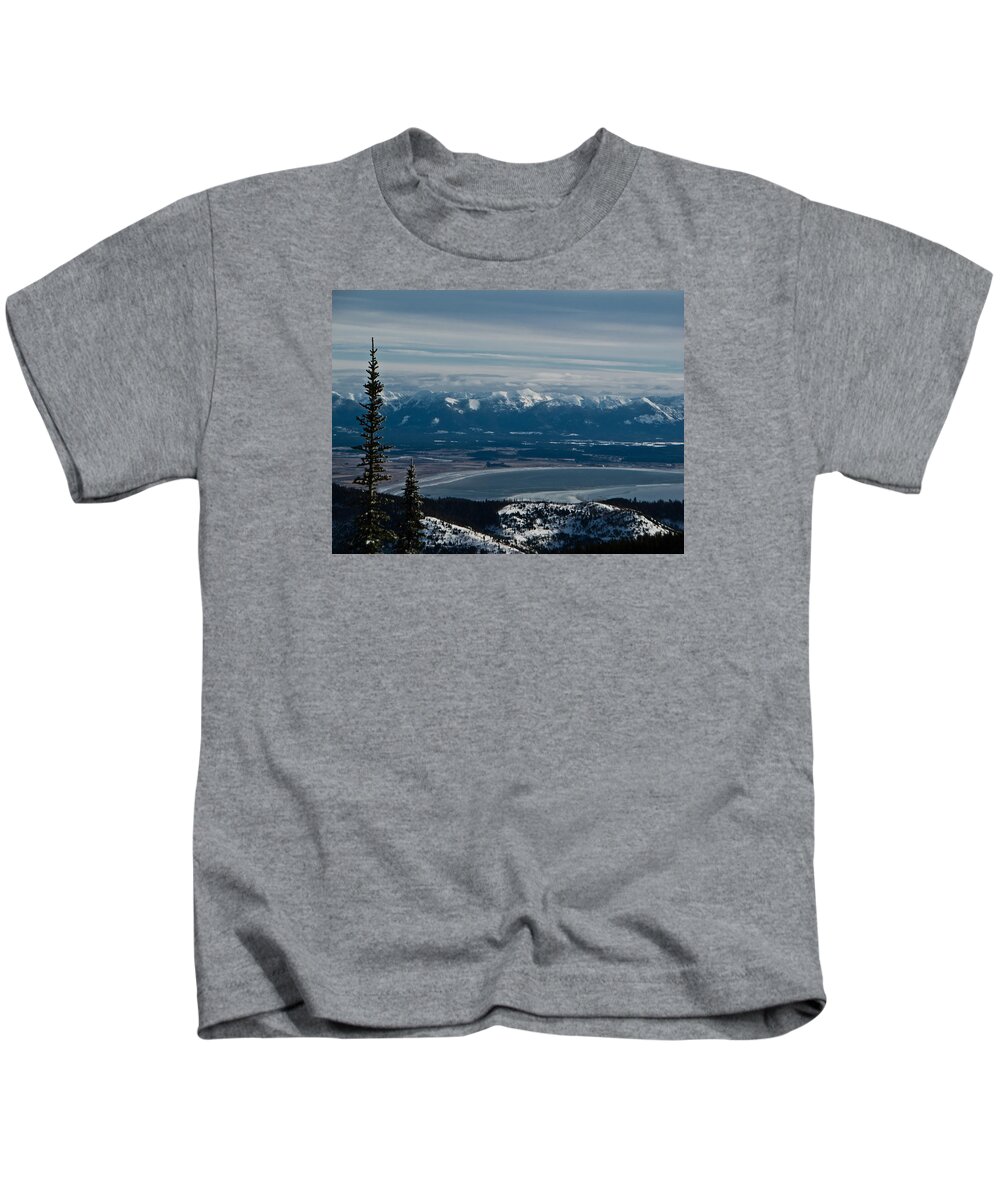 Winter Kids T-Shirt featuring the photograph Flathead Valley in the Winter by Jedediah Hohf