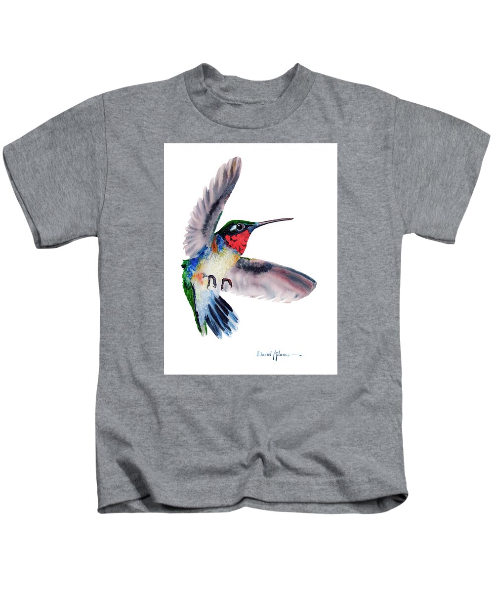 Hummingbird Kids T-Shirt featuring the painting Flit Daniel Adams by Daniel Adams
