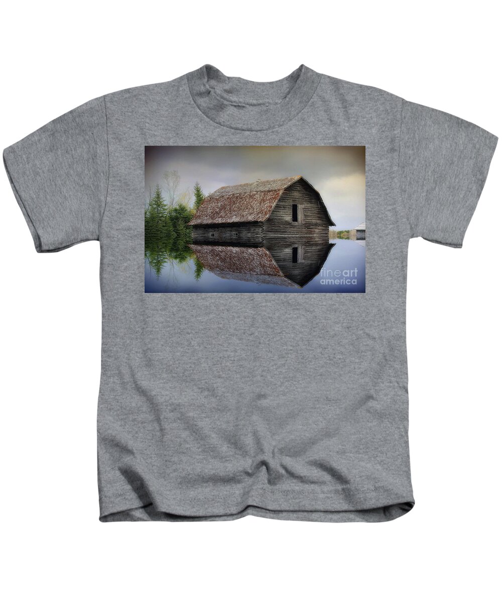 Barn Kids T-Shirt featuring the photograph Flooded Barn by Teresa Zieba