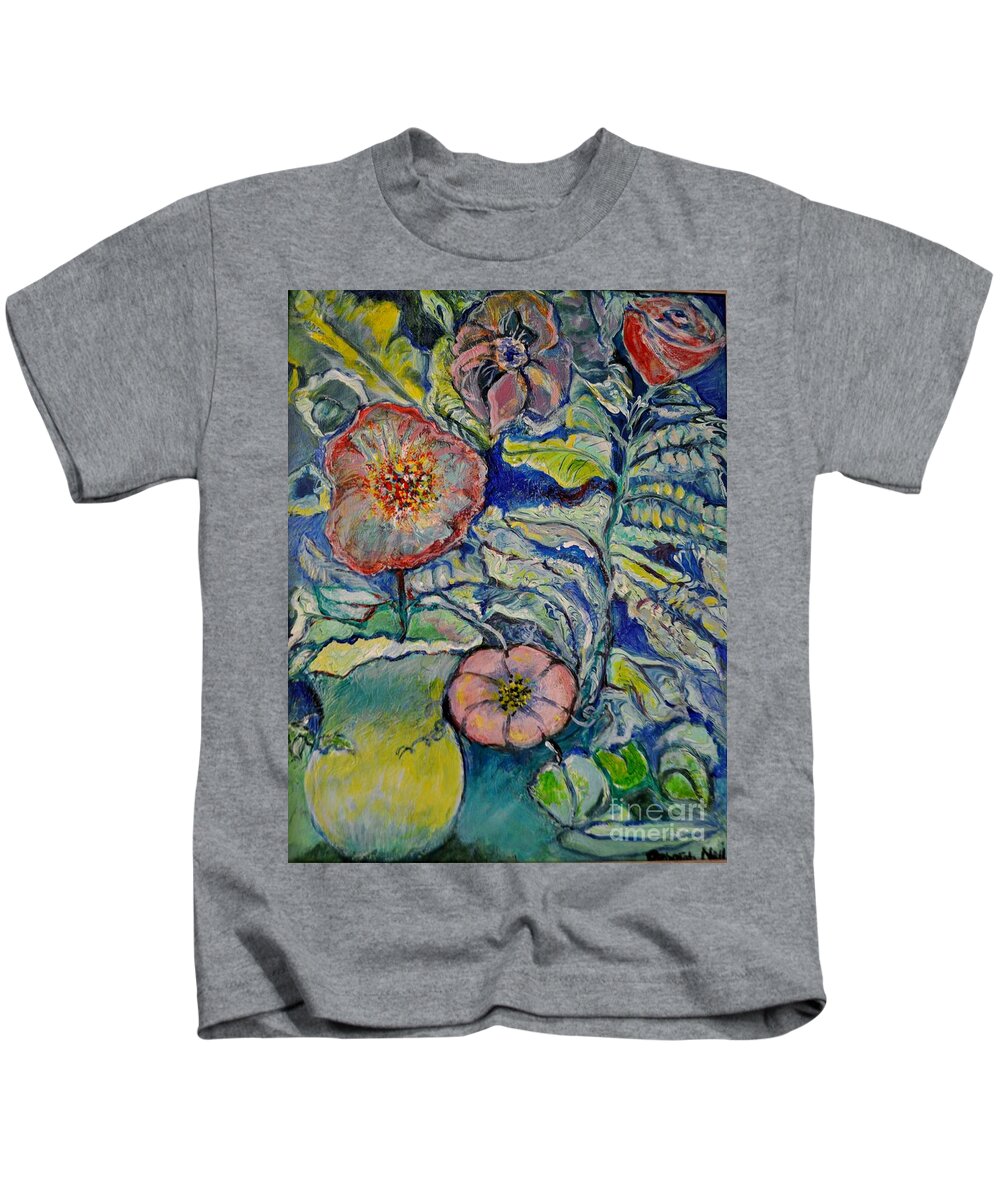 Modern Flowers Kids T-Shirt featuring the painting Flowers Gone Wild by Deborah Nell