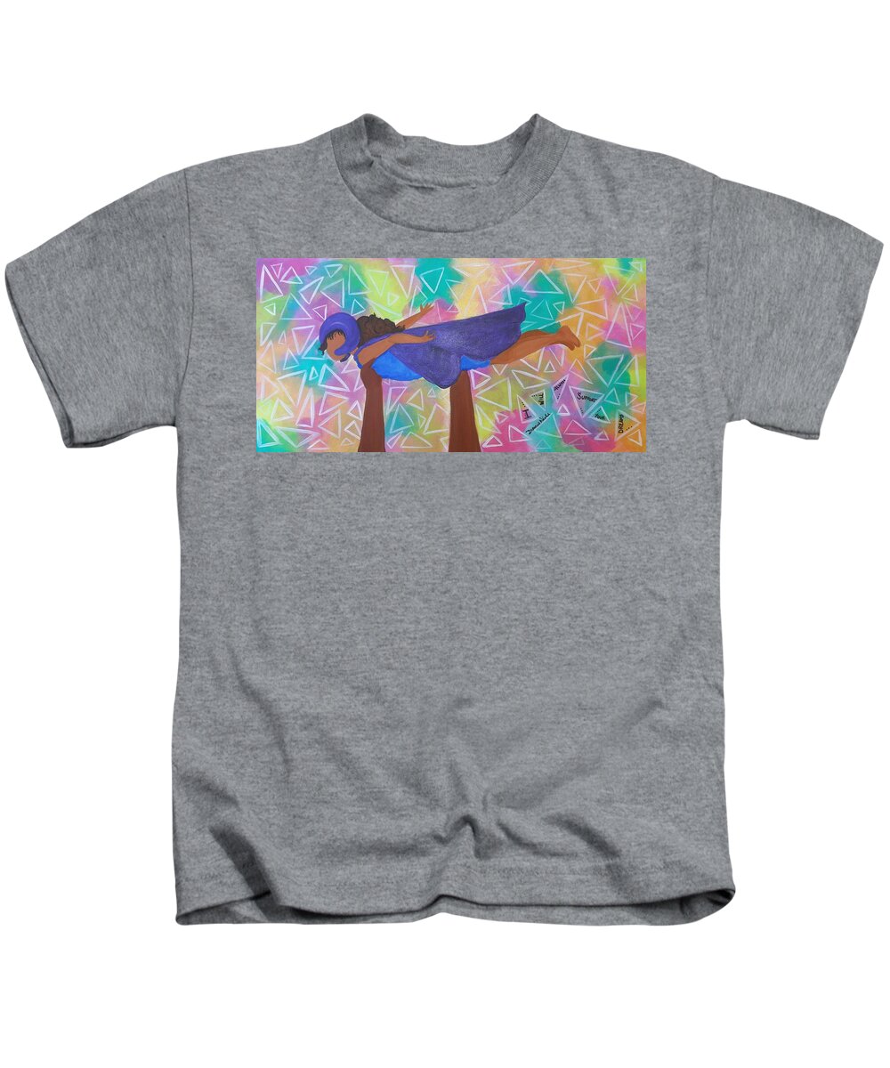  Kids T-Shirt featuring the painting Fly Baby Girl by Diamin Nicole