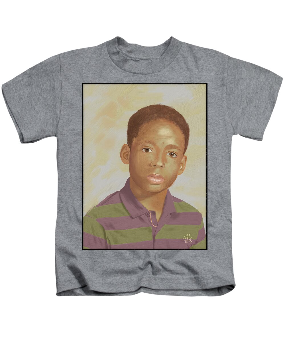 Portrait Kids T-Shirt featuring the digital art For My Brother by Mal-Z