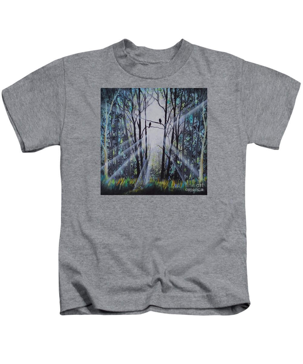Forest Kids T-Shirt featuring the painting Forest Birds by Mary Scott