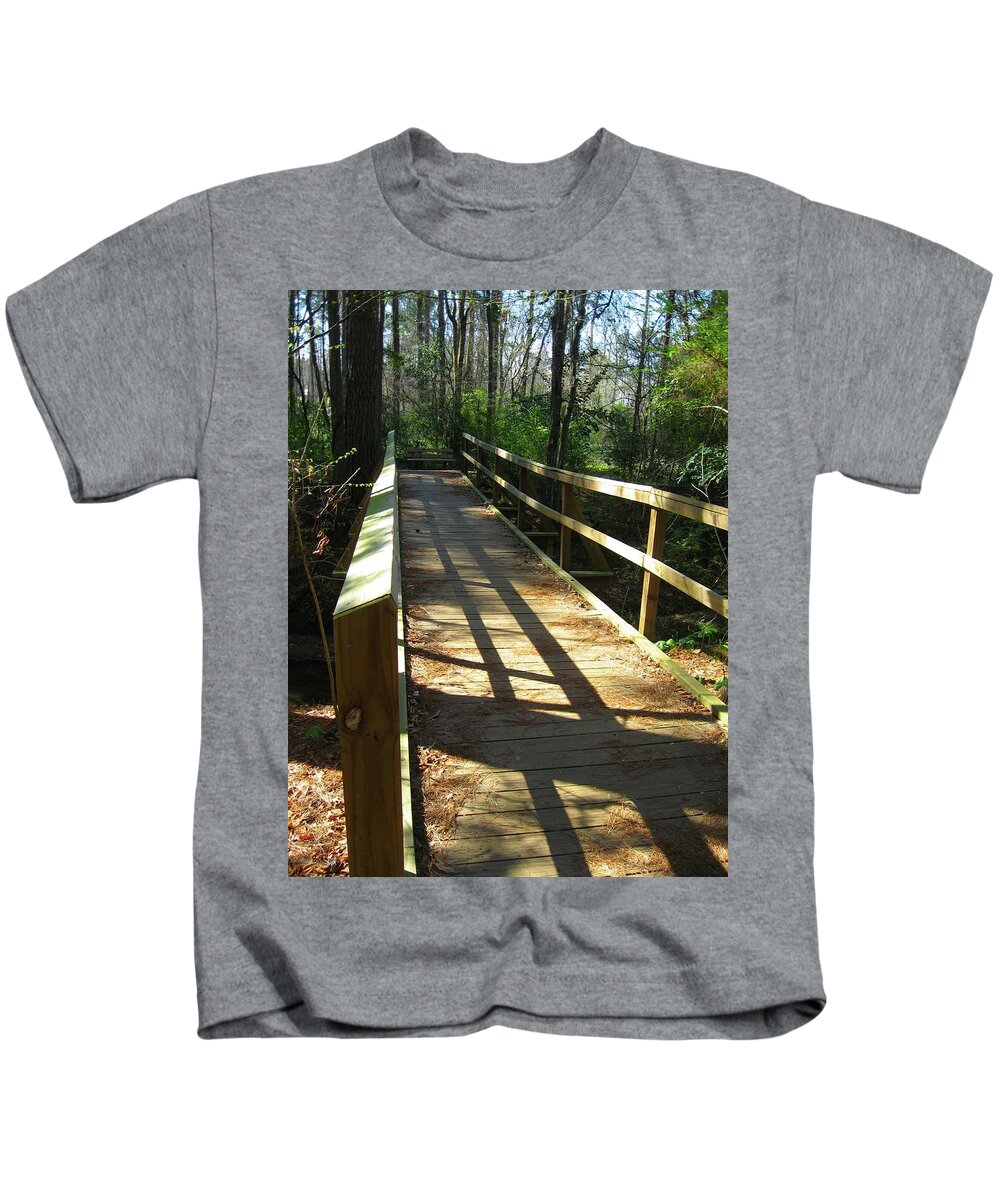 Bridge Kids T-Shirt featuring the photograph Forest Walk by Judith Lauter