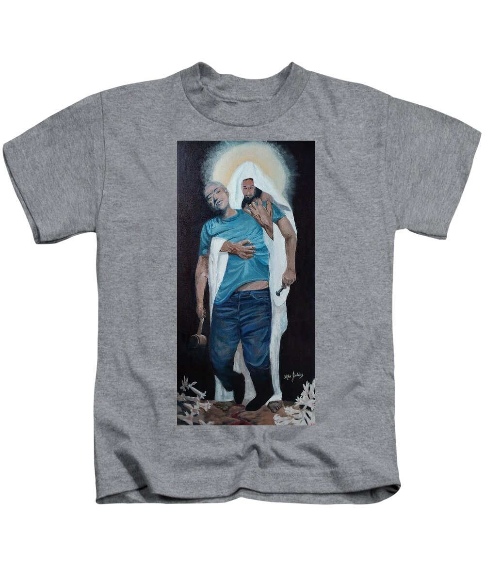 Jesus Kids T-Shirt featuring the painting Forgiven by Mike Jenkins