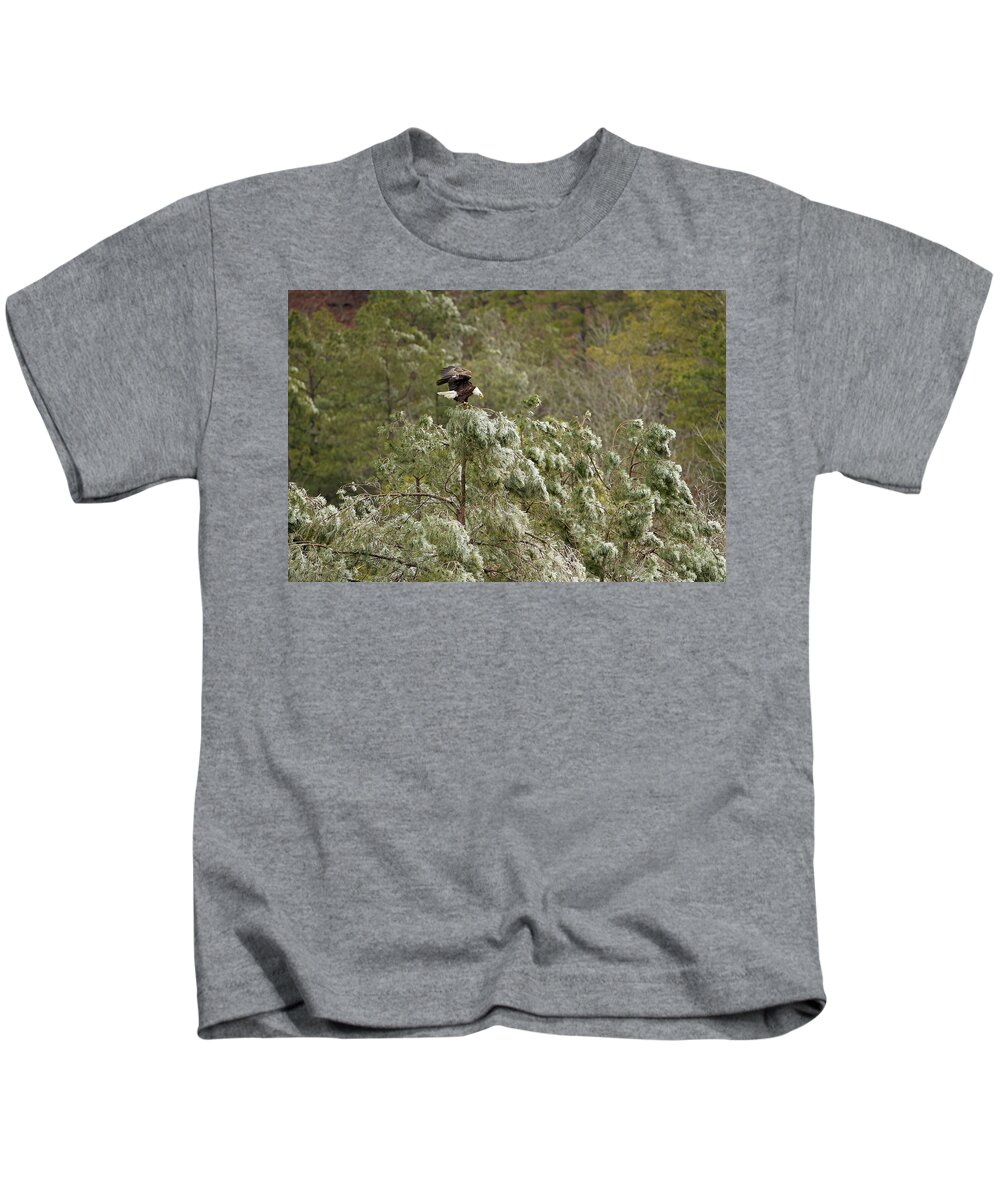 Bald Eagle Kids T-Shirt featuring the photograph Frozen Call by Eilish Palmer