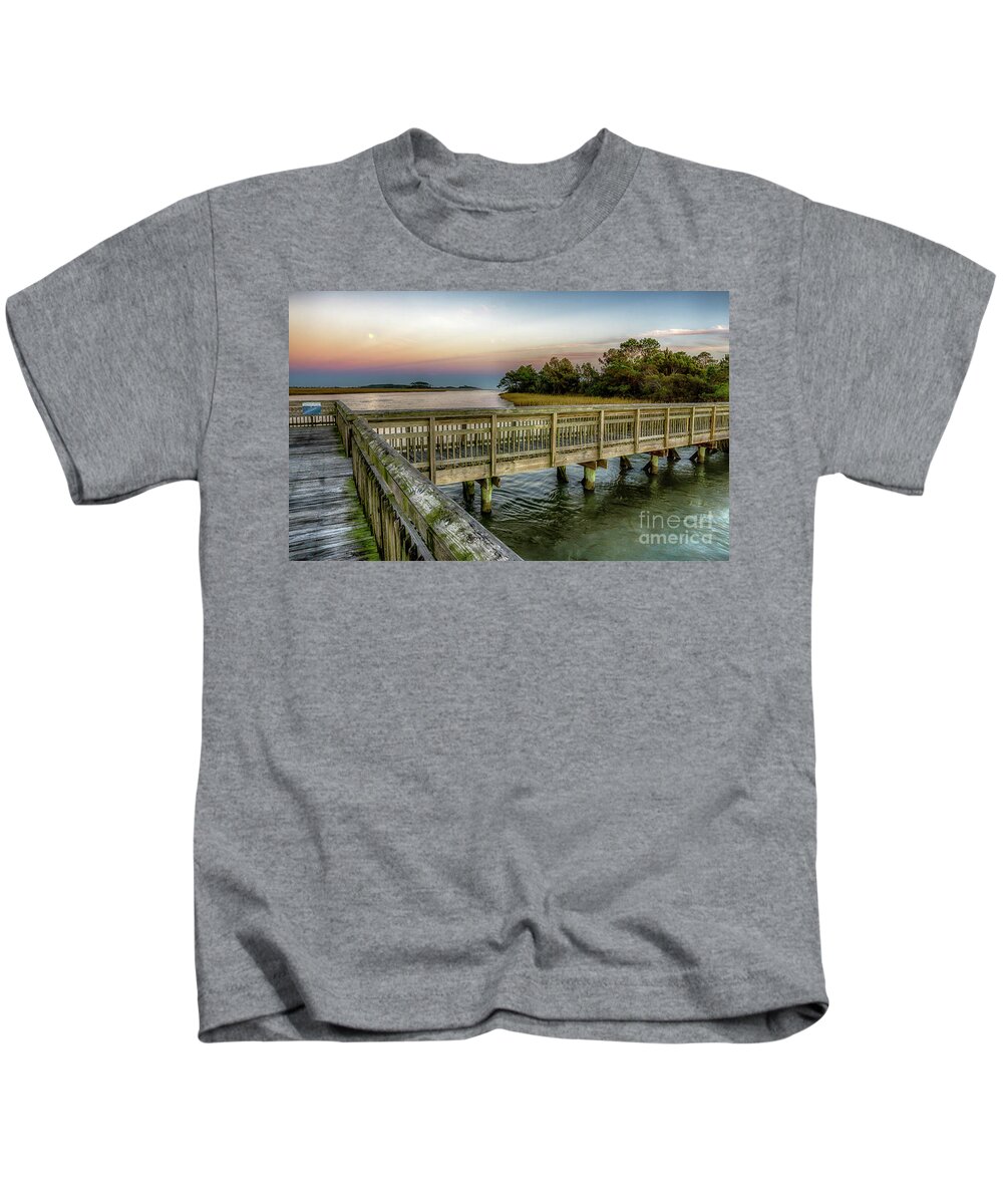 Cherry Grove Kids T-Shirt featuring the photograph Full Moon at Heritage Shores Nature Preserve by David Smith