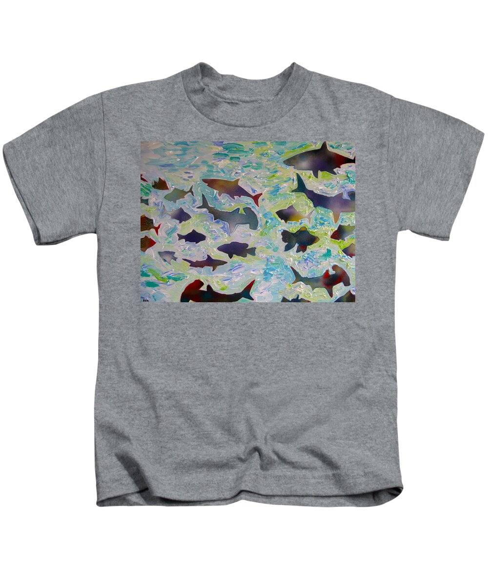 Fish Kids T-Shirt featuring the painting Fun In The Water by Robert Margetts