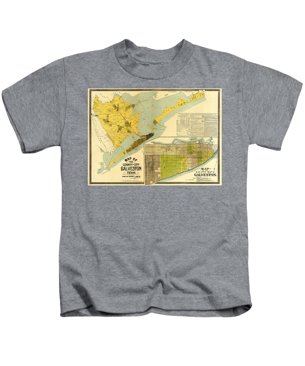 Texas Kids T-Shirt featuring the digital art Galveston County and City 1891 by Texas Map Store