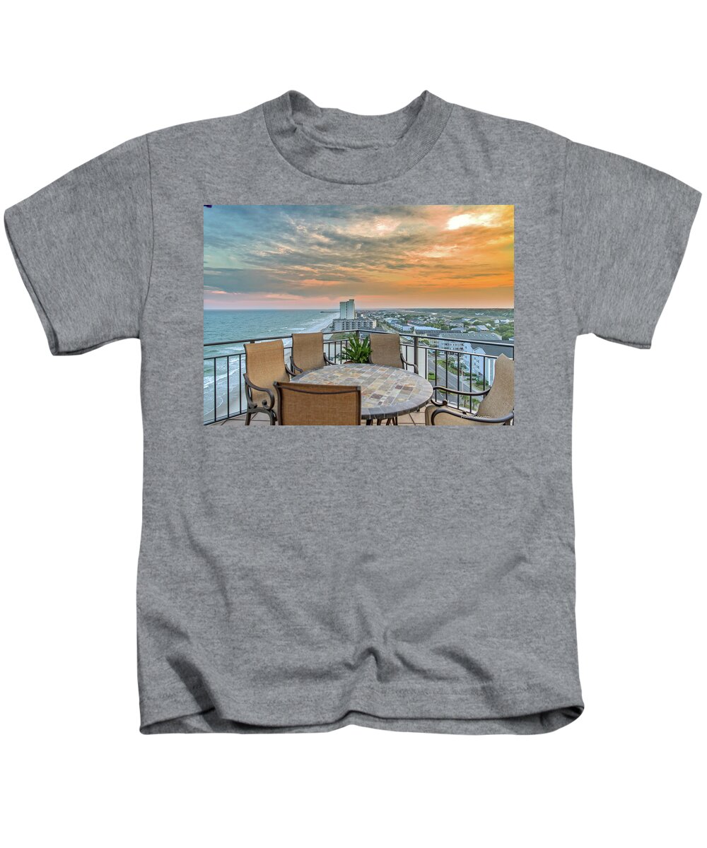Garden City Sc Kids T-Shirt featuring the photograph Garden City Beach View by Mike Covington