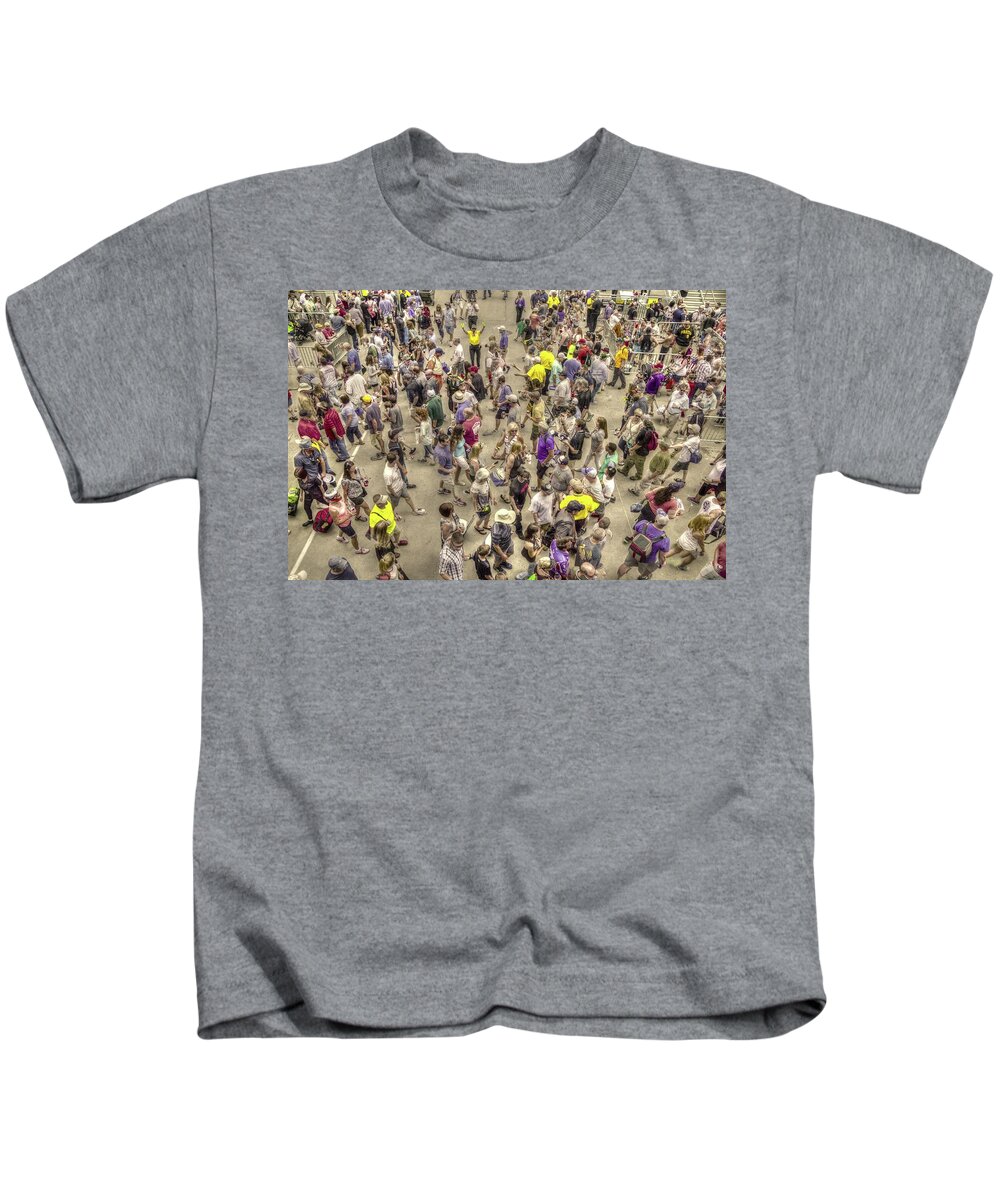 Indy 500 Kids T-Shirt featuring the photograph Gasoline Alley Throngs by Josh Williams