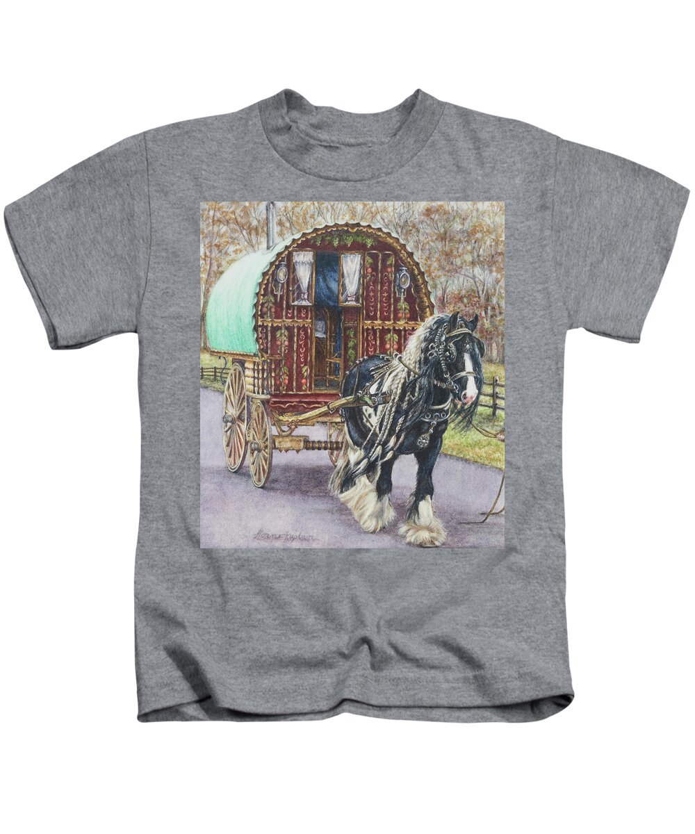 Horse Portrait Kids T-Shirt featuring the painting G G L Divo's Pride and Glory by Denise Horne-Kaplan