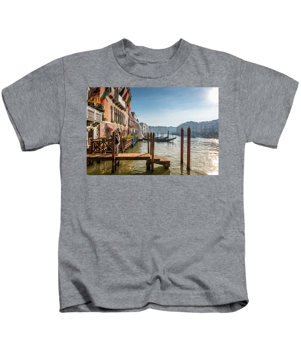 Giant Hands Of Venice's Grand Canal By Marina Usmanskaya Kids T-Shirt featuring the photograph Giant Hands of Venice's Grand Canal by Marina Usmanskaya
