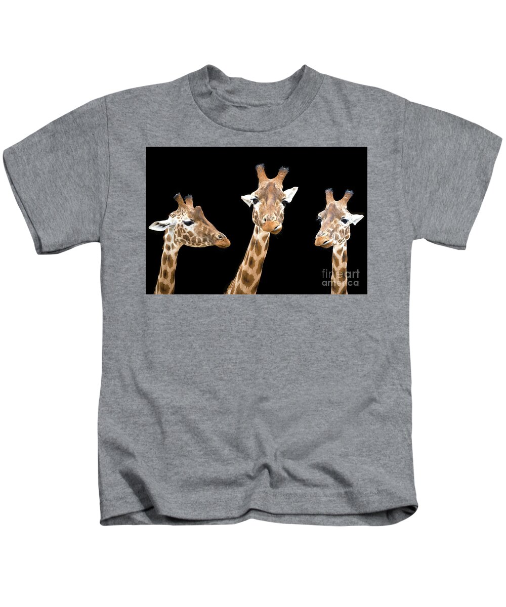 Giraffe Kids T-Shirt featuring the photograph Giraffe trio by Jane Rix