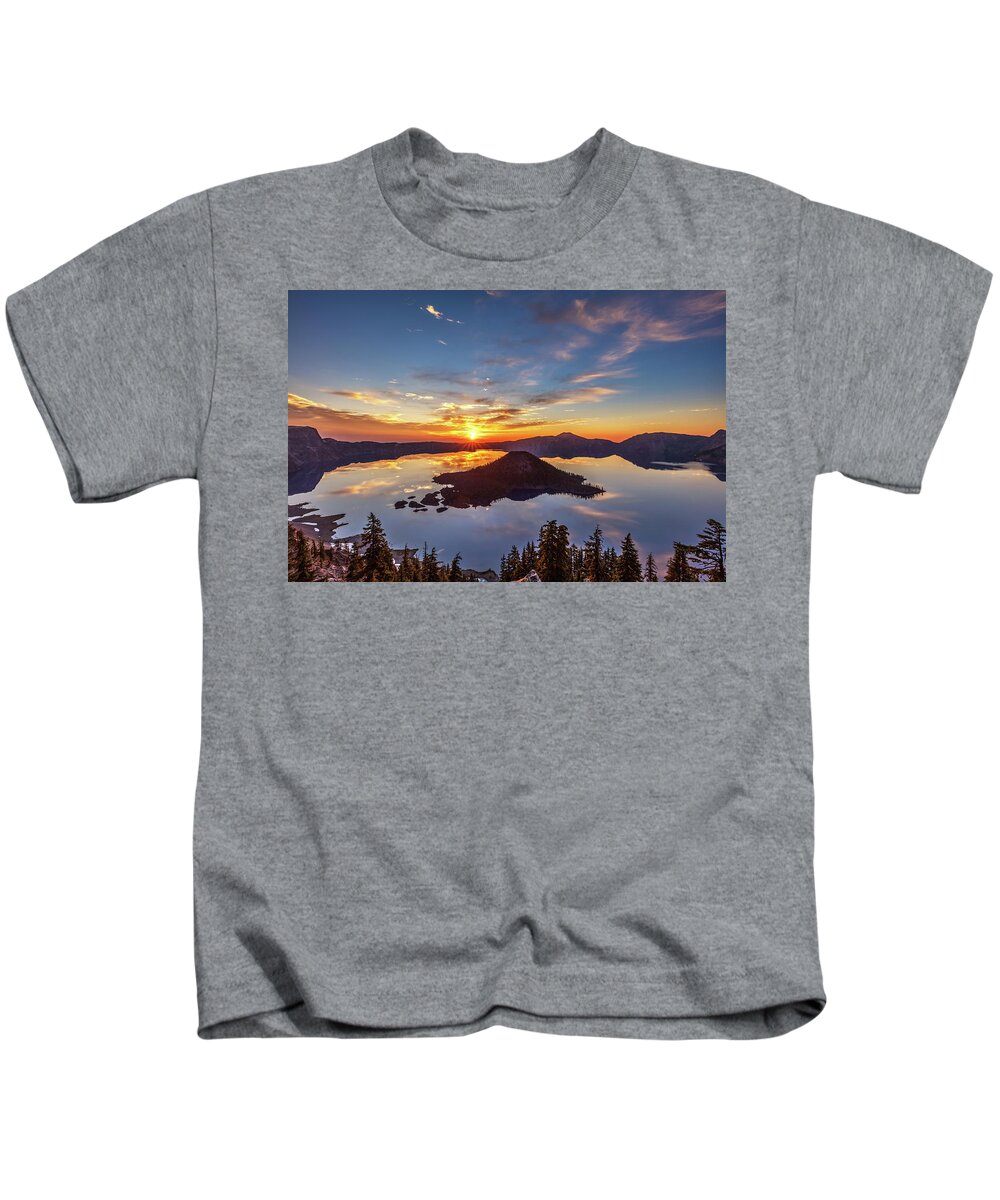 Sunrise Kids T-Shirt featuring the photograph Glorious Crater Lake Sunrise by Pierre Leclerc Photography