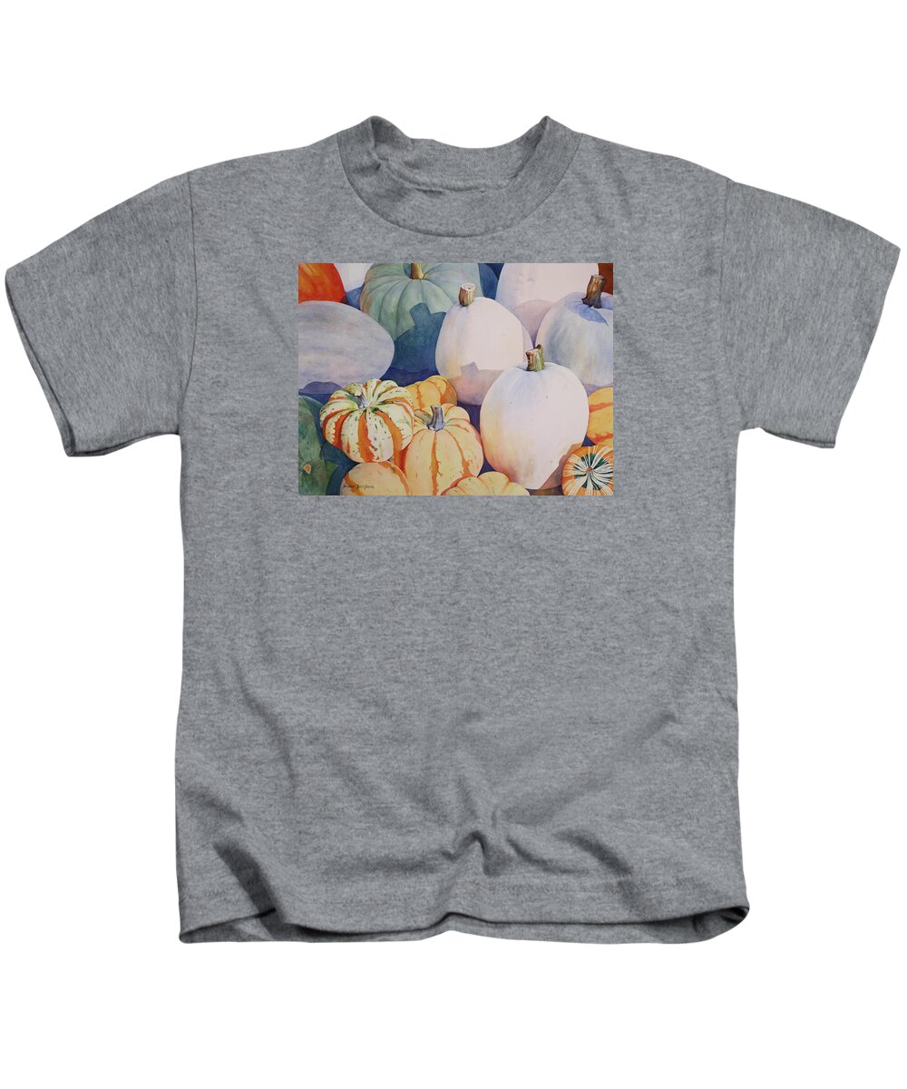 Still Life Kids T-Shirt featuring the painting Glorious Gourds by Brenda Beck Fisher