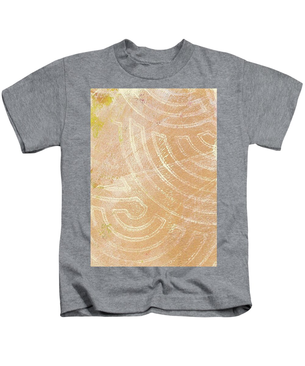 Circles Kids T-Shirt featuring the painting Gold Monoprint 1 by Cynthia Westbrook