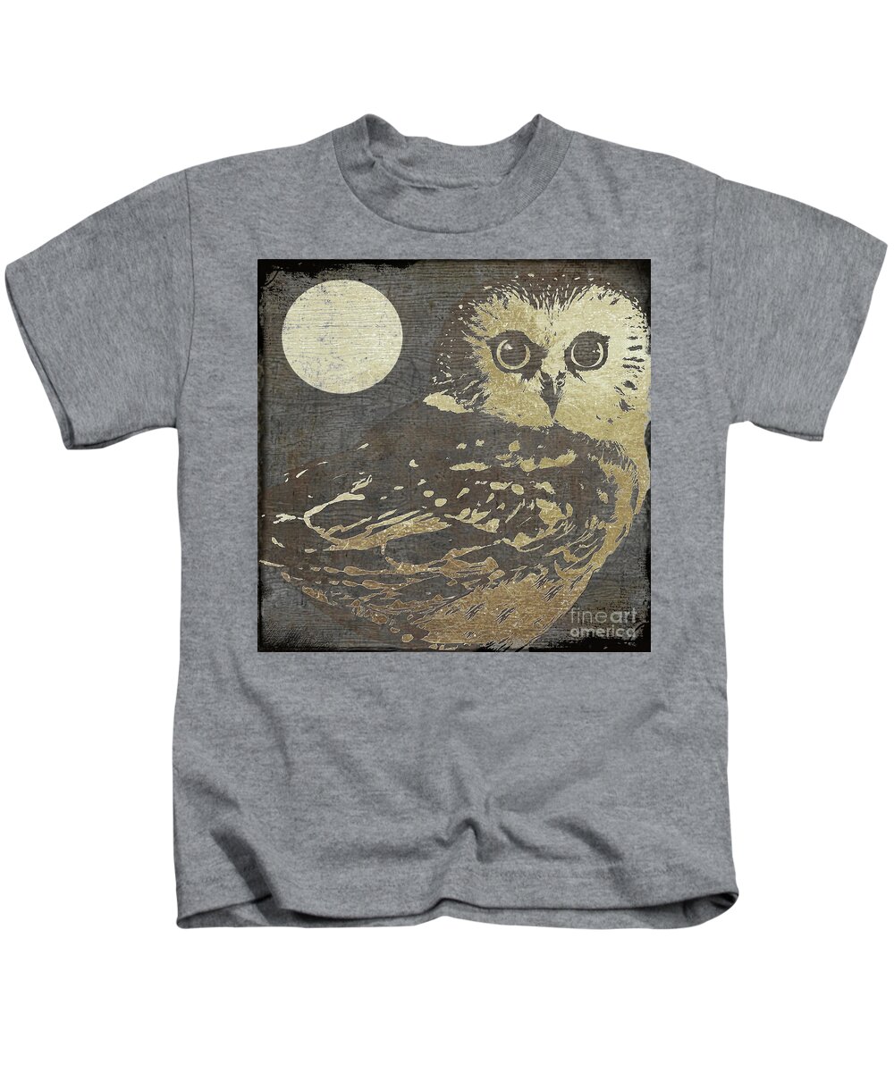 Owl Kids T-Shirt featuring the painting Golden Owl by Mindy Sommers