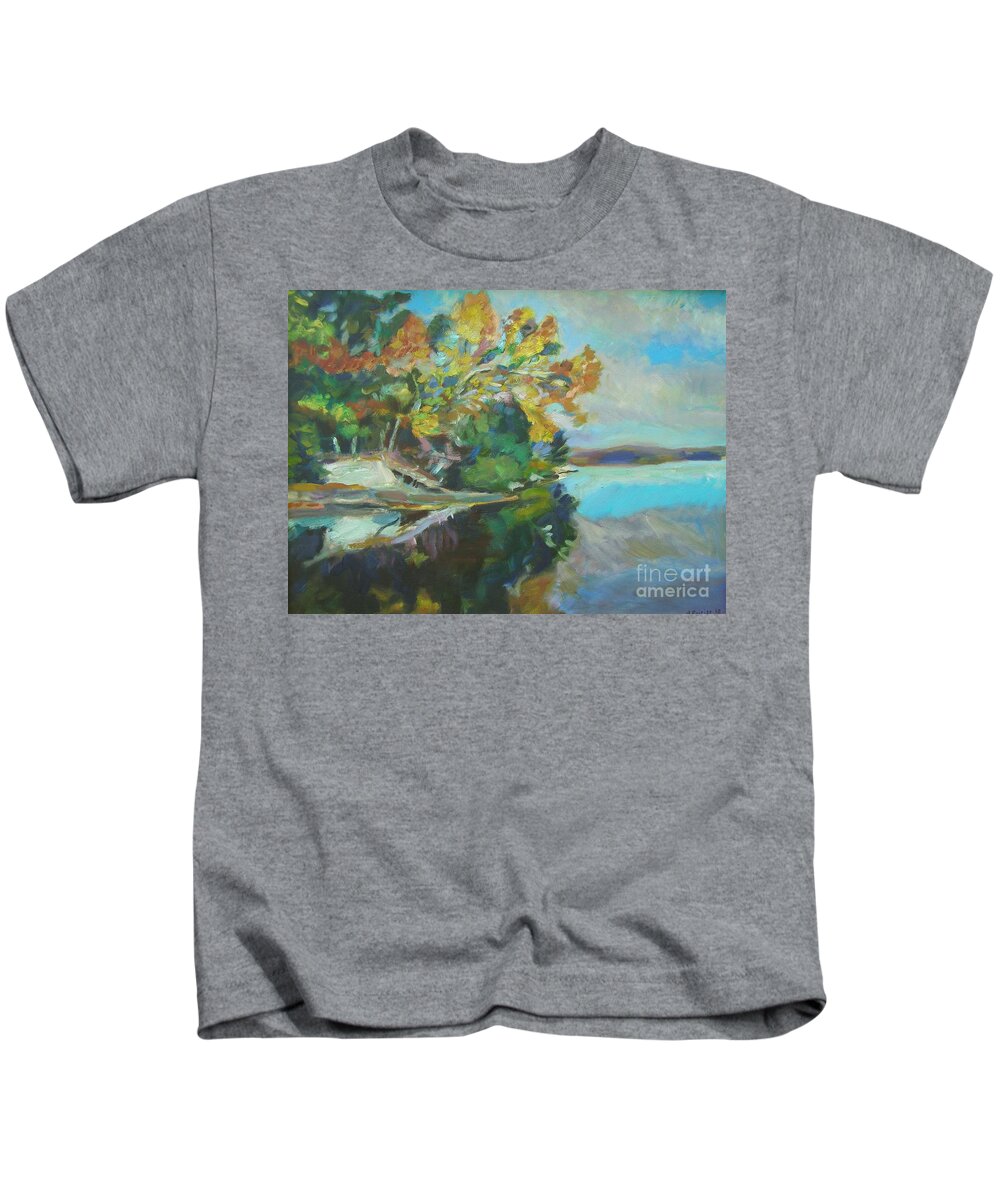 Maine Kids T-Shirt featuring the painting Golden Point by Marc Poirier