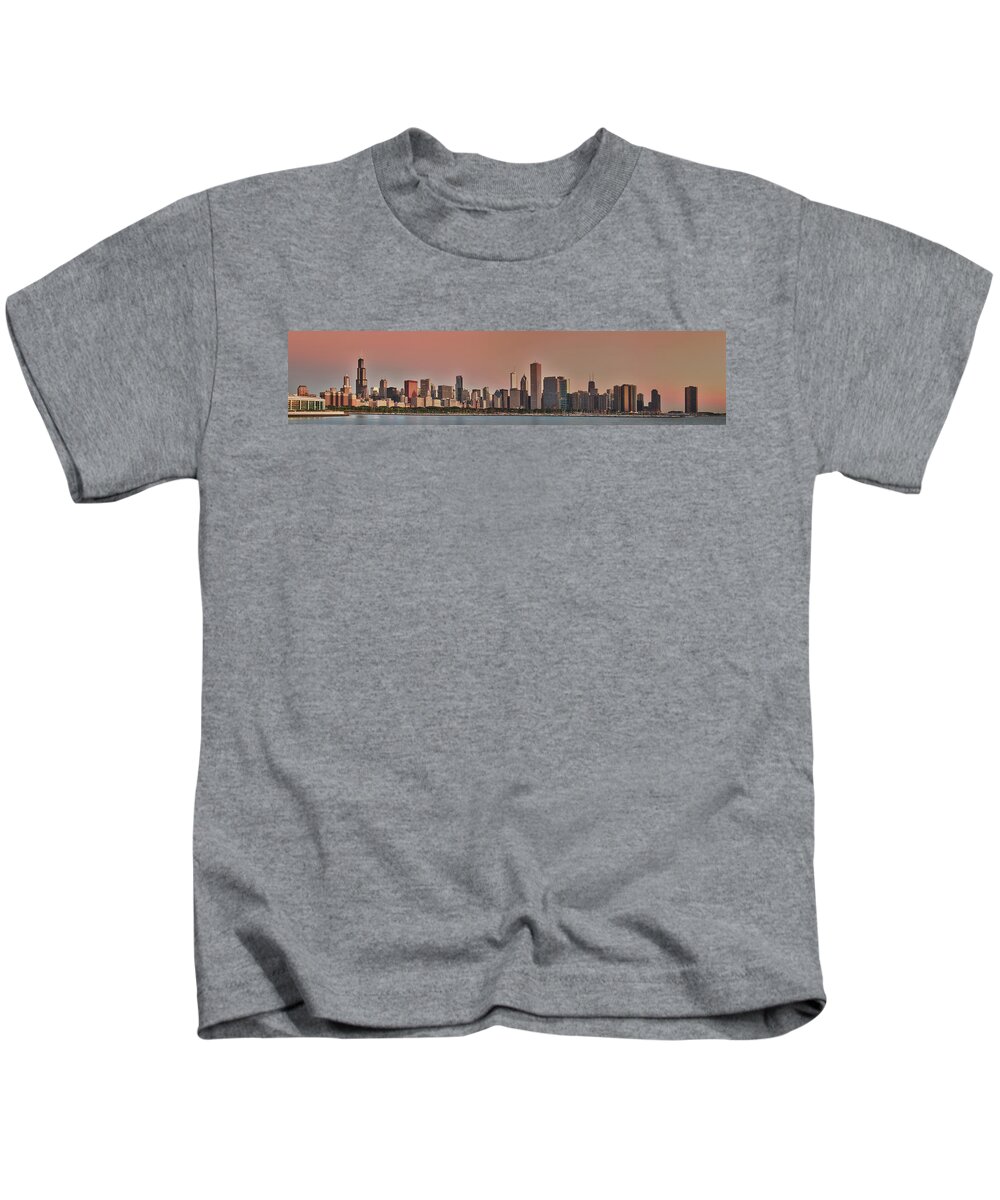 Chicago Kids T-Shirt featuring the photograph Good Morning Chicago Panorama by Sebastian Musial