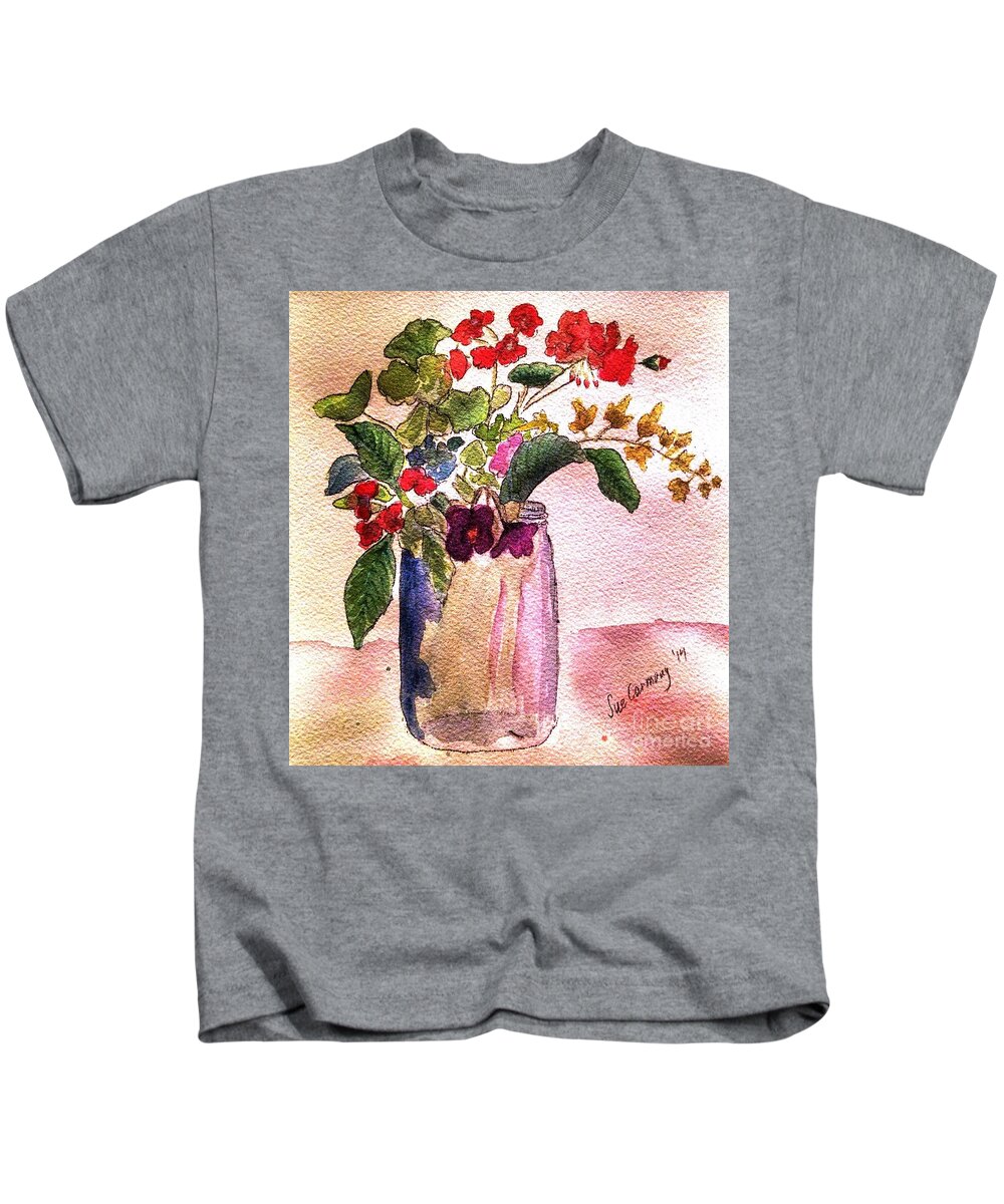 Flowers Kids T-Shirt featuring the painting Graceful by Sue Carmony