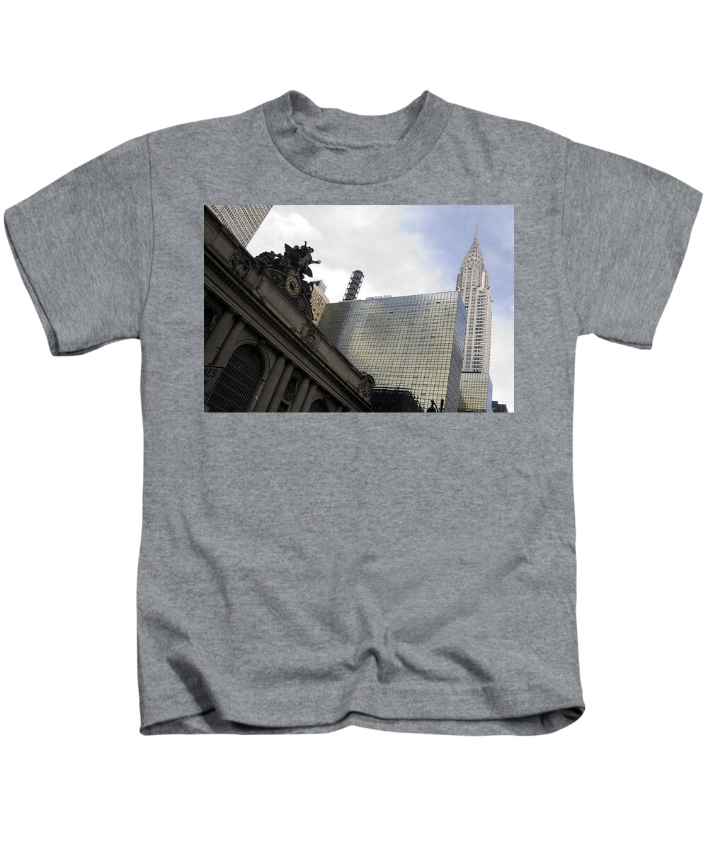 Grand Central Terminal Kids T-Shirt featuring the photograph Grand Central and The Chrysler Building by Michael Dorn