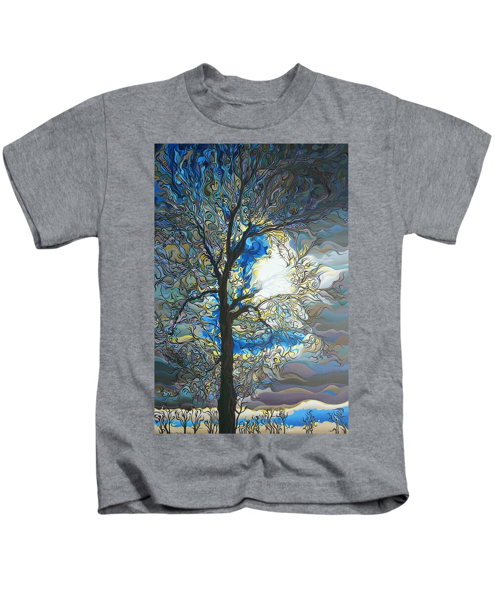 Tree Kids T-Shirt featuring the painting Grasping at Sunshine by Amy Ferrari
