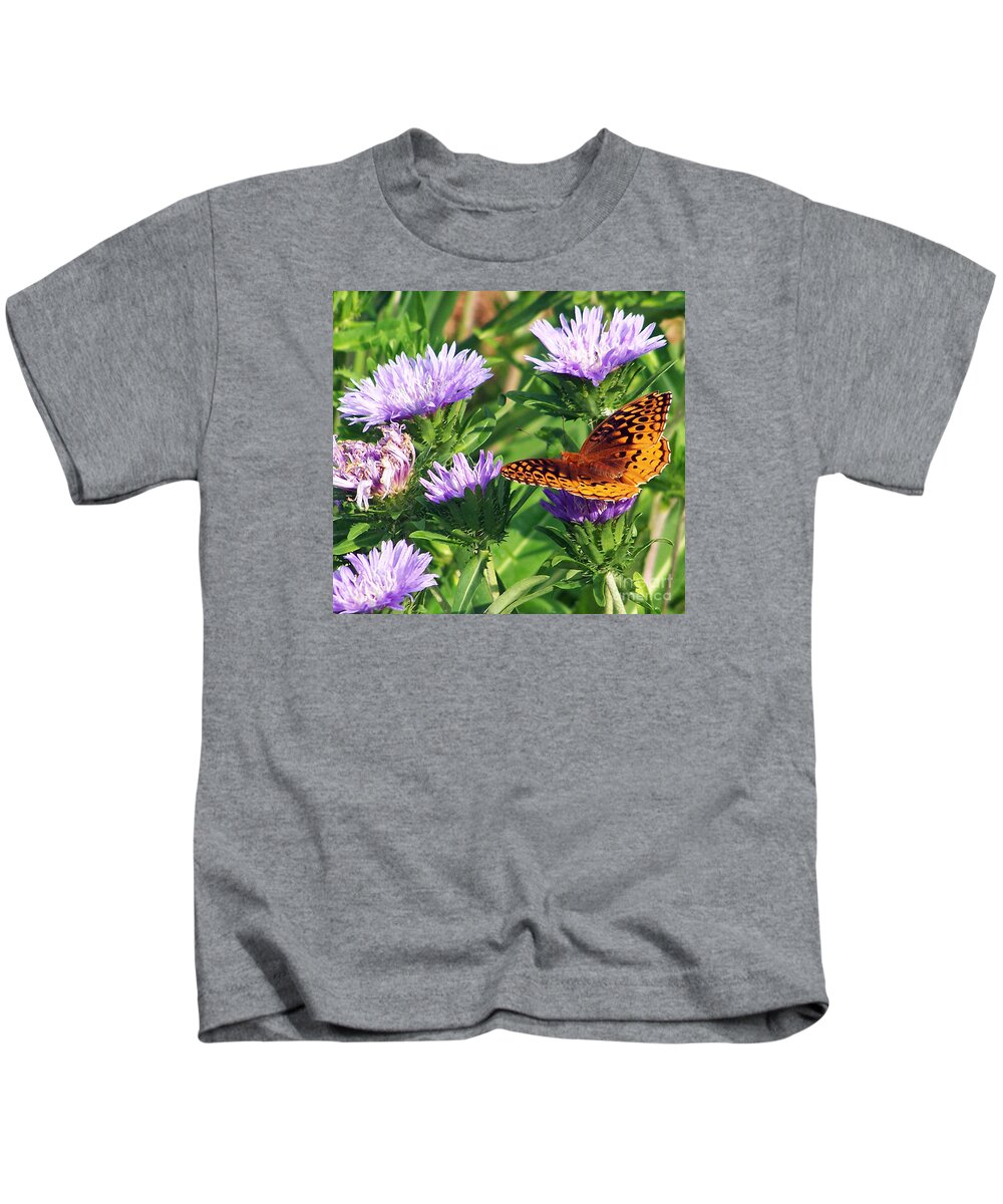 Eastern Great Spangled Fritillary Kids T-Shirt featuring the photograph Great Blue Star by Jennifer Robin