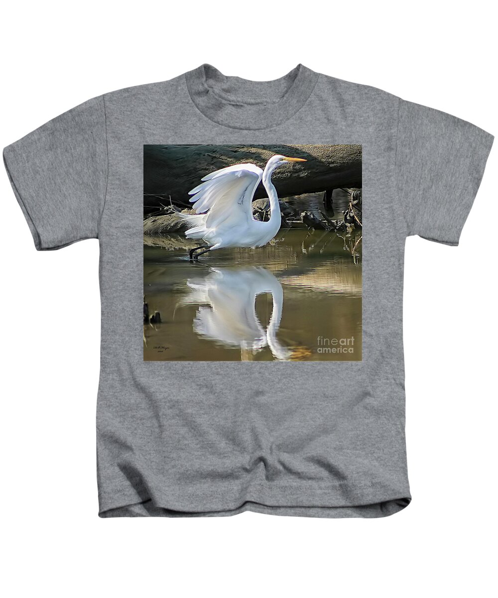Egret Kids T-Shirt featuring the photograph Great Egret Lifting Off by DB Hayes