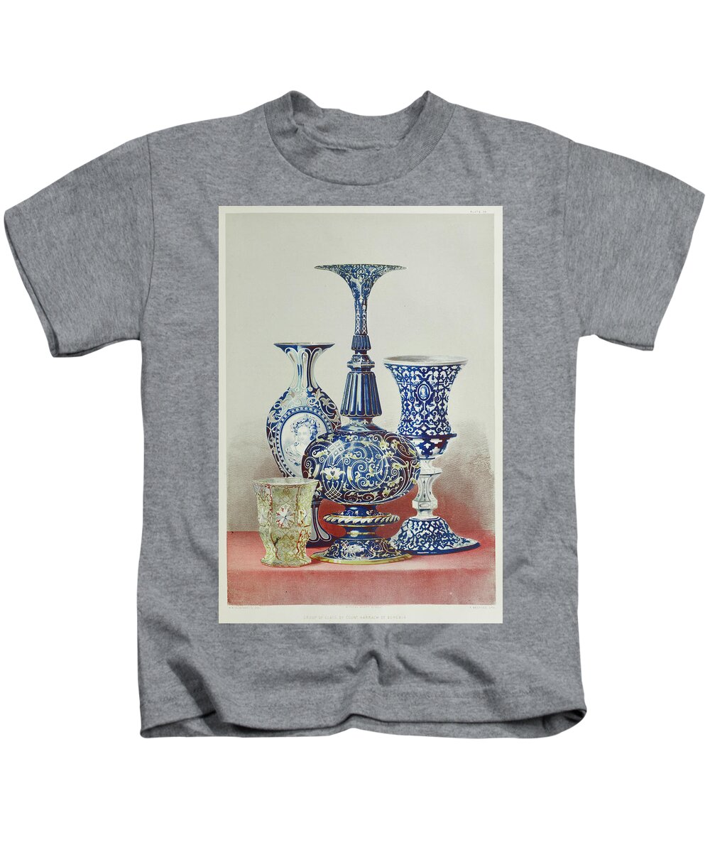 1800s Kids T-Shirt featuring the painting Group of glass from the Industrial arts of the Nineteenth Century by Vincent Monozlay