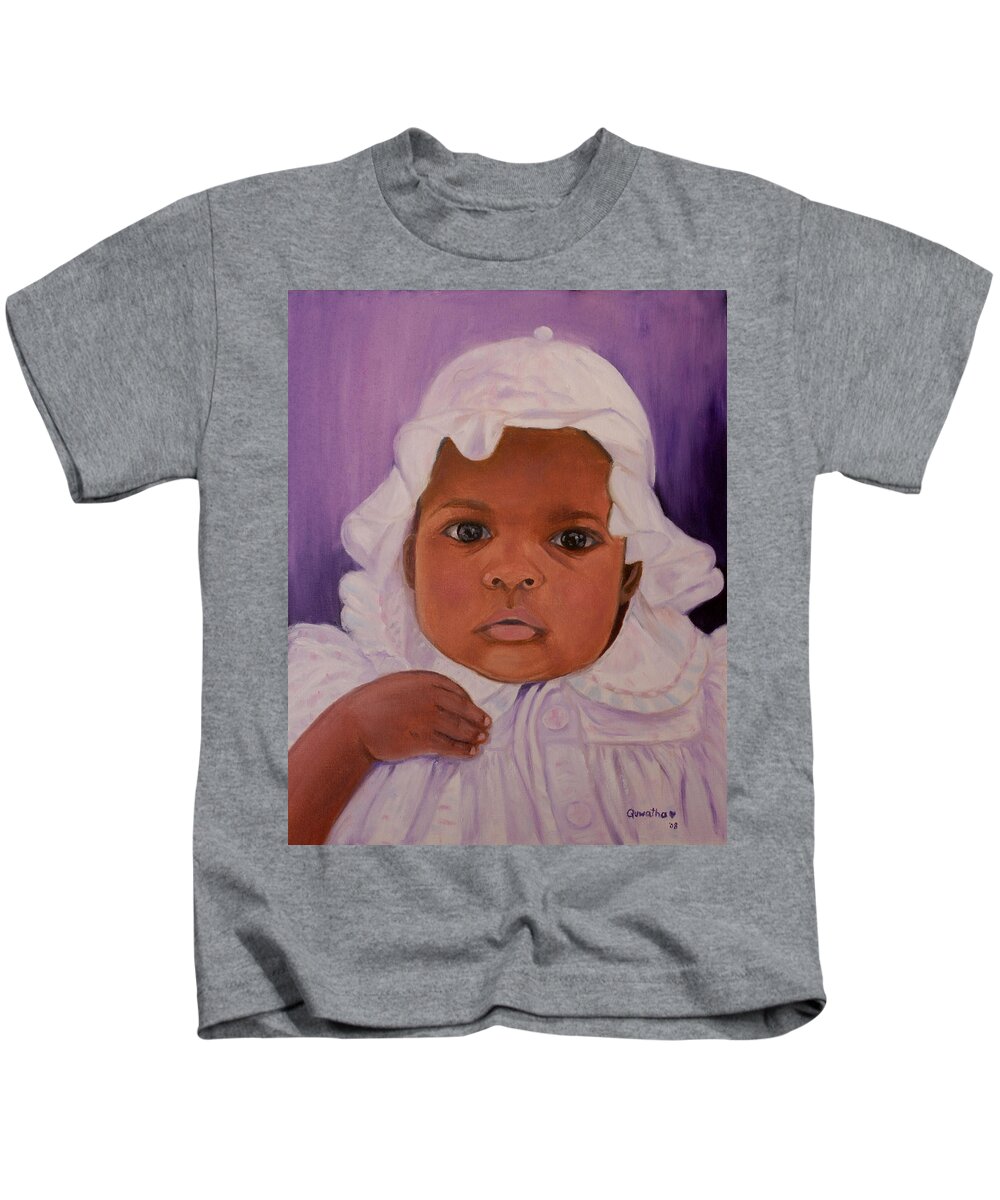 Haiti Kids T-Shirt featuring the painting Haitian Baby Orphan by Quwatha Valentine