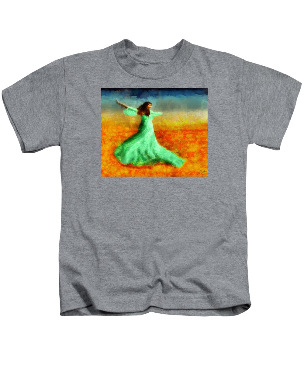 Happiness Kids T-Shirt featuring the painting Happiness by George Rossidis