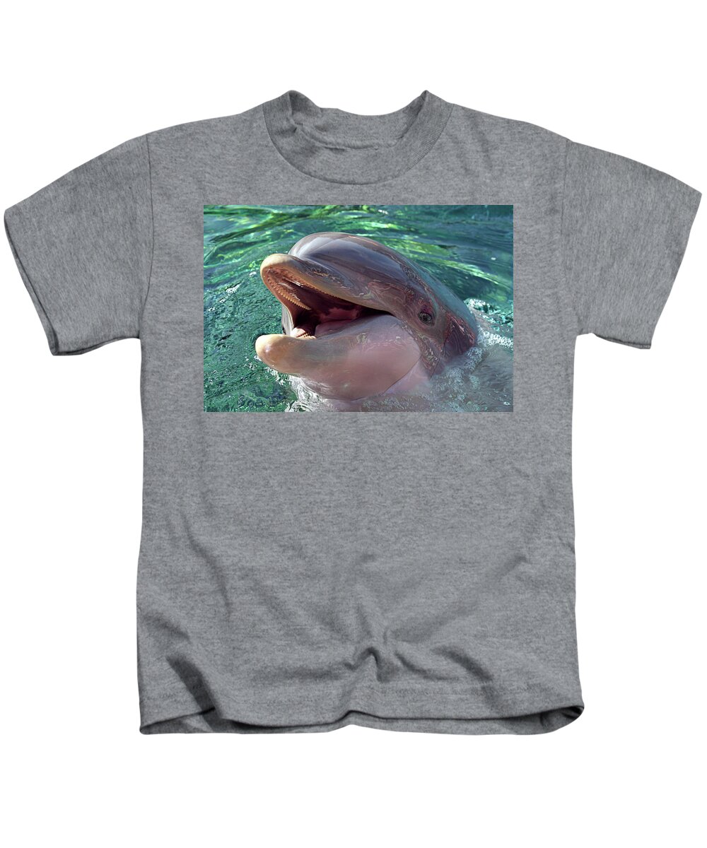 Dolphin Kids T-Shirt featuring the photograph Happy Dolphin - Big Smile by Mitch Spence