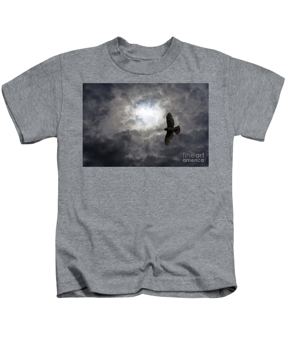 Hawk Kids T-Shirt featuring the photograph Hawk Patrol by Sam Rino