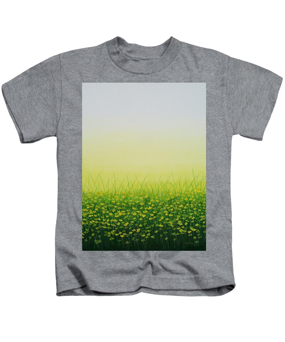 Contemporary Kids T-Shirt featuring the painting Here Comes The Sun by Herb Dickinson