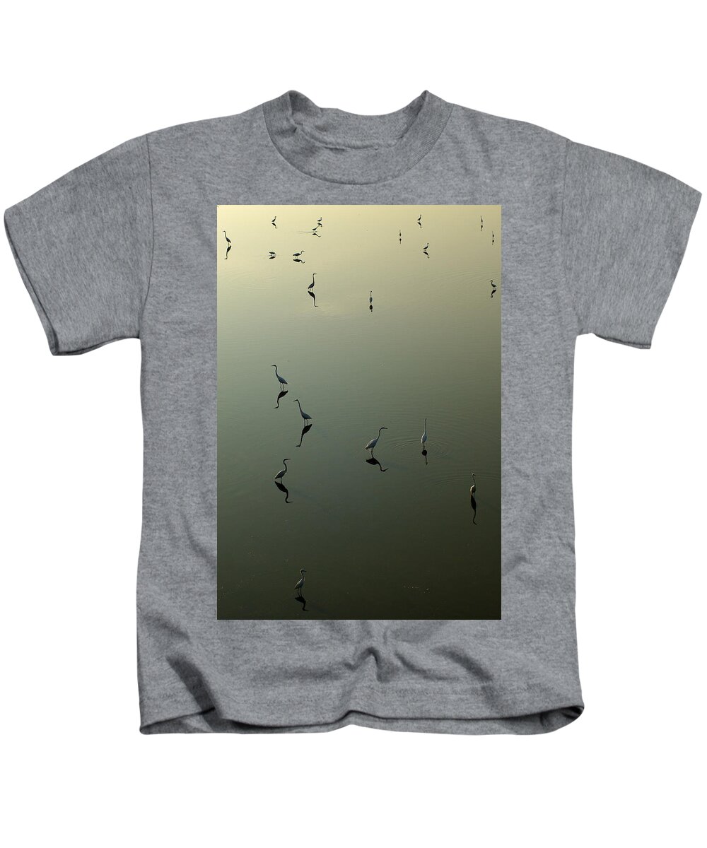 Heron Kids T-Shirt featuring the photograph Herons on Lake 367 by Wesley Elsberry
