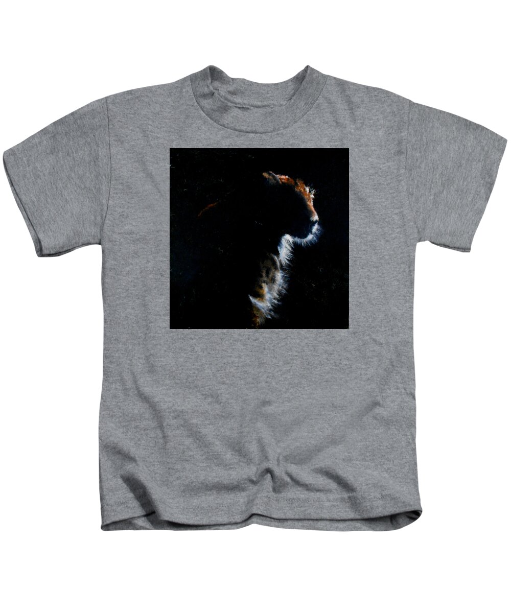 Cat Kids T-Shirt featuring the painting Highlighted Shadow by Maris Sherwood