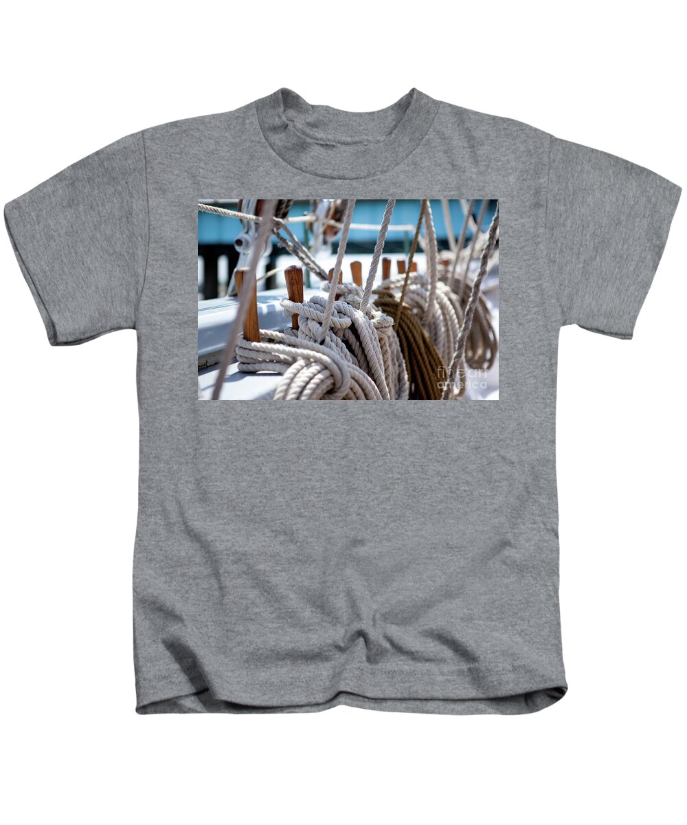 Nautical Kids T-Shirt featuring the photograph Hoisting Ropes by Rich S