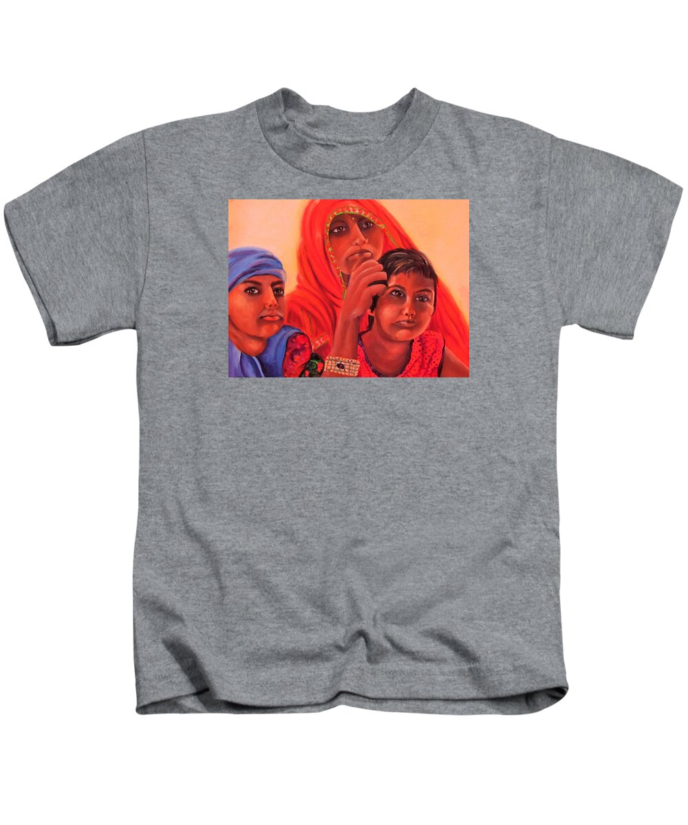 India Kids T-Shirt featuring the painting #hopeful in India by Carol Allen Anfinsen