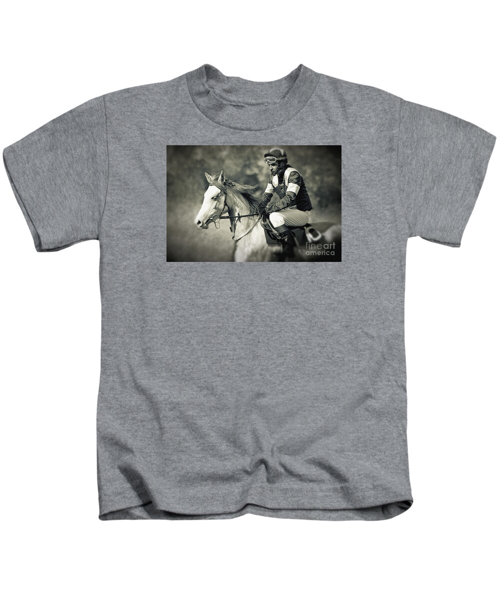 Horse Kids T-Shirt featuring the photograph Horse and jockey by Dimitar Hristov